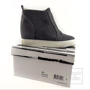 NWT Dolce Vita Charcoal Perforated Kalista Wedge Sneaker